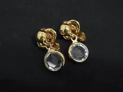 ■美品■ NINA RICCI ニナリッチ ビジュー クリップ式 イヤリング アクセサリー レディース ゴールド系×クリア DK4294