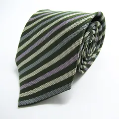 ポロ ブランド ネクタイ ストライプ柄 格子柄 シルク 日本製 PO メンズ カーキ POLO 【中古】