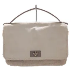 GALLARDAGALANTE(ガリャルダガランテ) ハンドバッグ - ベージュ×アイボリー×グレー ラメ リネン、レザー