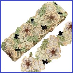 レースリボン 花柄刺繍リボン 幅6.5㎝ 1.8m/巻 手芸用品 花柄 裁縫 ハンドメイド素材 DIY 誕生日 クリスマス ギフト 装飾材料