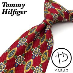 Tommy Hilfiger トミーヒルフィガー　ネクタイ　総柄　レッド　シルク100% イタリア製