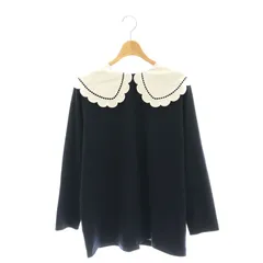 yori スカラップカラーロンtee ネイビー　新品タグ付き　襟付き ロンT yori(ヨリ)の「スカラップカラーカットソー【2021SP】2月上旬