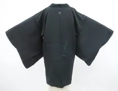 【一輝堂】黒羽織 一つ紋 羽織紐別売り 正絹 着物 身丈約83cm 裄丈65cm 25z10-5789