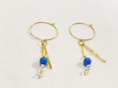 【年末SALE】天然石ターコイズ　フープピアス　 #E28