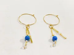 【年末SALE】天然石ターコイズ　フープピアス　 #E28