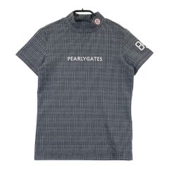 PEARLY GATES パーリーゲイツ モックネック半袖Tシャツ ボーダーロゴ KAZEメッシュ半袖モックネックカットソー ＜ロゴボーダー柄