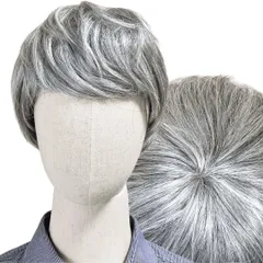 Luce brillare ウィッグ 白髪 白髪かつら 医療用 フルウィッグ ショート グレイヘア 高齢者 中高年 シニア ウルフ ボブ 耐熱 レディース 人工毛 ミセス つむじ かつら シルバー 女装 自然 コ [白8黒2] [人工毛(クラシックショート)]