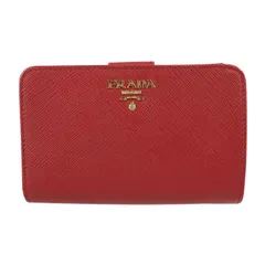 PRADA プラダ 二つ折り財布 1ML225 レザー FUOCO レッド系 ゴールド金具 サフィアーノ L字ファスナー 【本物保証】