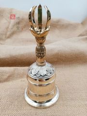 【修縁堂】法器 真言宗 鐘 真鍮製 金剛鈴 仏教美術 密教パワー 法具 17cm