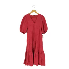 ザラ ZARA 花柄 レース 刺繍 Vネック ティアード ワンピース レディース import：L 