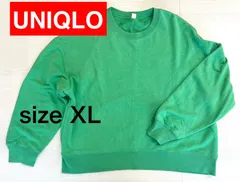 最終値下【UNIQLO】スウェット クルーネック シャツ グリーン (長袖)【XLサイズ】[E-087] _
