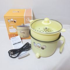 W720　未使用　はむかっぷ　小型電気鍋　HC-100　イエロー　蒸し器付き　1台2役　