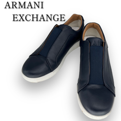 ARMANI EXCHANGE レザー スリッポン サイズ40 25㎝ ネイビー メンズ シューズ スニーカー アルマーニ エクスチェンジ 中古