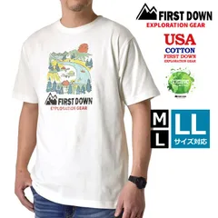 FIRST DOWN《フロントプリント：01ホワイト》新品 未使用 ファーストダウン 半袖Tシャツ USAコットン メンズ アウトドア フロントプリント バックプリント【C6P】【メール便2】 ファッション