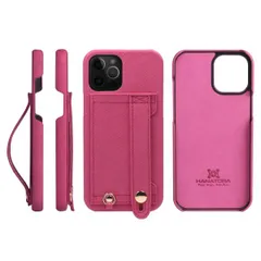 iPhone12 Pro Max ケース PUレザー ハンディベルト ストラップリング カードポケット ロースピンク 薔薇色 12ProMax-Rose