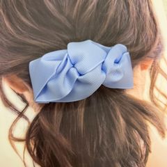 爽やかブルーのシンプルなハンドメイドリボン　ルノリボン