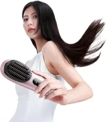 【2025革新版ヘアデザイン】llanoヒートブラシブラシアイロン1億マイナスイオン搭載ヘアケア静電気防止機能MCH高速加熱3段温度調節8分自動シャットオフ設定火傷防止6400mAh電源アダプター…