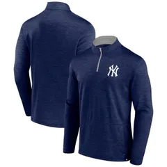 【送料無料】 ファナティクス メンズ Tシャツ トップス Men's Fanatics Heather Navy New York Yankees Fundamentals Quarter-Zip Pullover Ynk Navy