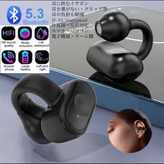 2 ワイヤレスイヤホン　Bluetooth5.3　イヤホン　 IPX5 空気伝導イヤホン　クリップ型　防水　耳掛け　スピーカー　マイク 片耳　USB 充電 超軽量　テレワークのサムネイル