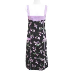 ピエールバルマン  PIERRE BALMAIN 花柄 フラワー エプロン 紫系 パープル ロゴ 文字 刺繍 綿 コットン キッチン用品 小物 タグ付