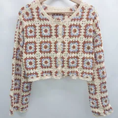 ◇ ⊇ INGNI イング カラフル柄 長袖 2WAYかぎ針カーディガン サイズM マルチカラー レディース E  【1507250000334】