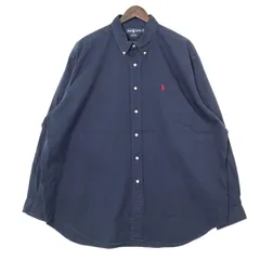 90's Ralph Lauren ラルフローレン 長袖ボタンダウンシャツ BLAIRE 無地 メンズUS-XXL ネイビー hsc-0003n