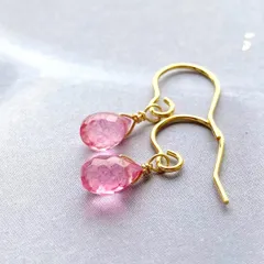 ピンクトパーズのドロップピアス