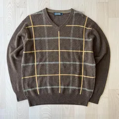 Cashmere カシミヤ 茶色 チェック柄 ニット セーター