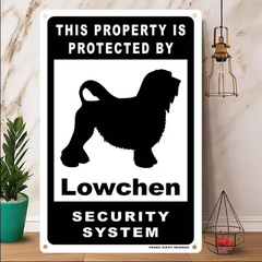 雑貨【Lowchen/ローシェン】  Dog ドッグ  犬    メタルポスタ―　Security  セキュリティー 警告  ヤードサイン メタルプレート  ブリキ看板  -148