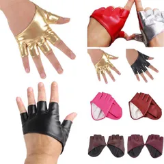 ショートグローブ フィンガーレス オープンフィンガーグローブ 指なし グローブ ショート手袋レディース フェイクレザー両手メンズ 白ホワイト黒ブラック赤レッドピンク ゴールド シルバー ダンス コスプレ衣装イベント ダンス衣装 ウェディング★2