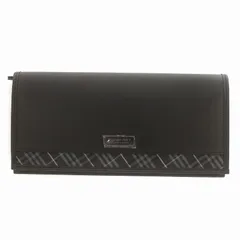 バーバリーブラックレーベル BURBERRY BLACK LABEL 二つ折り長財布 ウォレット ロゴ レザー 牛革 チェック柄 黒 ブラック /IR ■GY18のサムネイル