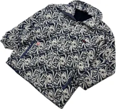 EiDER エイダー ゴア ウィンドストッパー 総柄 フリースジャケット ネイビー ホワイト L相当 秋冬 アウトドア スキー スノーボード■CE358のサムネイル