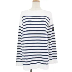 DRAWER ドゥロワー カットソー Tシャツ トップス ホワイト ネイビー 38(M) プルオーバー ボートネック 長袖 おしゃれ シンプル 着回し カジュアル 大人女子 ブランド きれいめのサムネイル