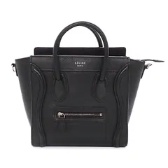 セリーヌ CELINE ハンドバッグ ショルダーバッグ ラゲージ ナノ 189243DRU.38NO ブラック ドラムド カーフスキン 【中古】