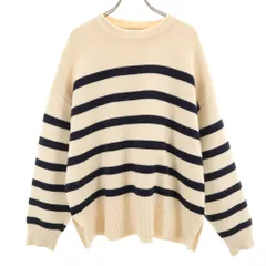 ザラ ボーダー柄 長袖 セーター L 白×ネイビー ZARA ニット レディース