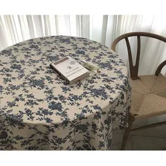 花柄テーブルクロス リネン 韓国インテリア 北欧 青 白