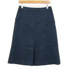マッキントッシュフィロソフィー スカート ボトムス Aライン ウール 英国製生地 レディース 38サイズ 紺 MACKINTOSH PHILOSOPHY 【中古】