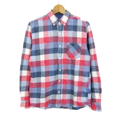 ビームスハート 長袖シャツ トップス ボタンダウン チェック柄 メンズ Mサイズ 赤×青 BEAMS HEART 【中古】