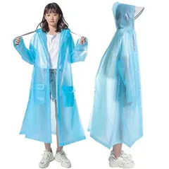 レインコートメンズ レディース 自転車用 EVA素材 レインウェア リュックにも対応 完全防水 防 豪雨 梅雨対策 防災グッズ ブルー XL