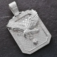 ペンダントトップ メンズ 18金 K18WG ホワイトゴールド ダイヤモンド イーグル 鷹 刻印入り ペンダントヘッド 男性 ネックレスヘッド 鑑別書付き 大きめ シンプル プレゼント ギフト 【人気アイテム】【アクセサリーマート/メルカリShops店】