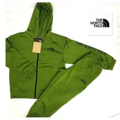 新品未使用 韓国 NORTH FACE ノースフェイス  キッズ　フード付き 上下セット セットアップ ジャージ オリーブ
