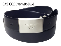 エンポリオ アルマーニ ベルト EMPORIO ARMANI Y4S224 7AHOC 88045 BLACK BLUE 型押し GAイーグルマーク入り バックル ブラックレザー X ダークブルー系レザー メンズ向け リバーシブル ベルト