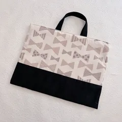 レッスンバッグ 手提げ袋 女の子 くすみカラー リボン アイボリー