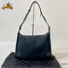 オールドグッチ グッチ GUCCI GGキャンバス  ワンショルダーバッグ ブラック レザーショルダーバッグ
