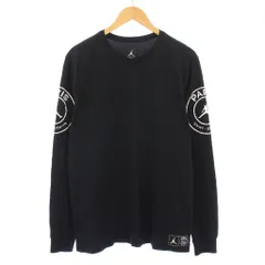 ナイキ NIKE JORDAN PARIS Saint-Germain Tシャツ ロンT 長袖 クルーネック ロゴ プリント ストレッチ L 黒 ブラック /BB