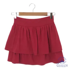 ☆美品☆ UNIQLO ユニクロ スカート ミニ丈 フリル ウエストゴム カジュアル レディース レッド S 901-9587 送料無料 古着