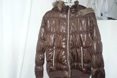 フェイクダウン　ファー付き　ブルゾン//L//ダークブラウン