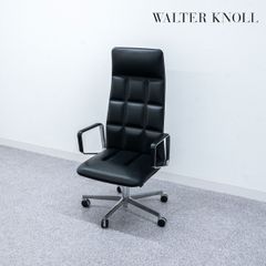 【展示品】Walter Knoll ウォルターノル Leadchair Executive リードチェア エグゼクティブ ハイバック オフィス アーム キャスター チェア レザー ブラック イーオス 定価115万【2】