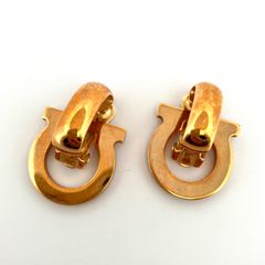 【鑑定済み】正規品 Salvatore Ferragamo サルヴァトーレ フェラガモ ガンチーニ イヤリング ゴールド GP