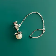 MIKIMOTO ミキモト アコヤ真珠 7.0mm シルバー タイタック  チェーン付のサムネイル